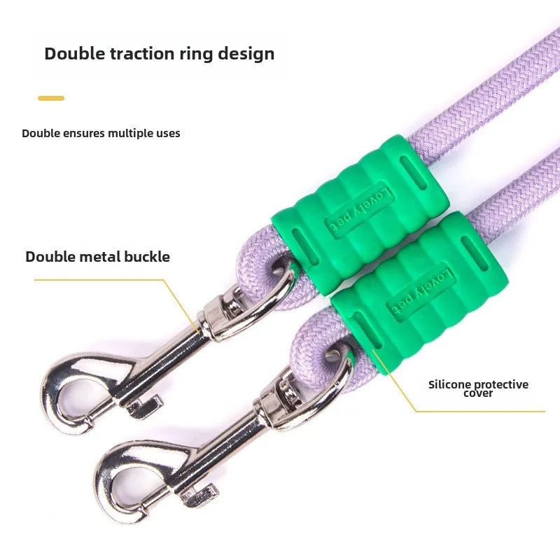 1.5m Pet Double Leash – Durable 2 Way Coupler Rope