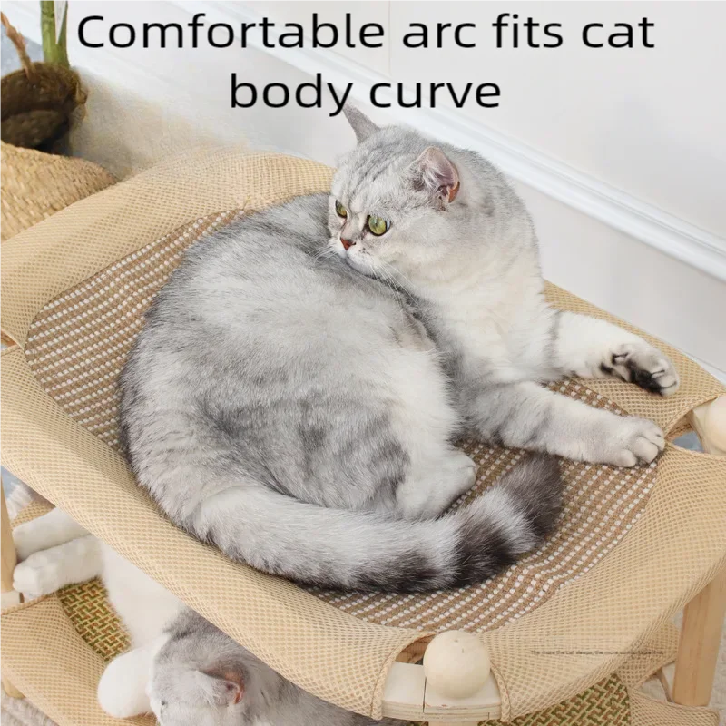 Ergonomic double layer cat hammock with curved design – comfortable cat nest bed
