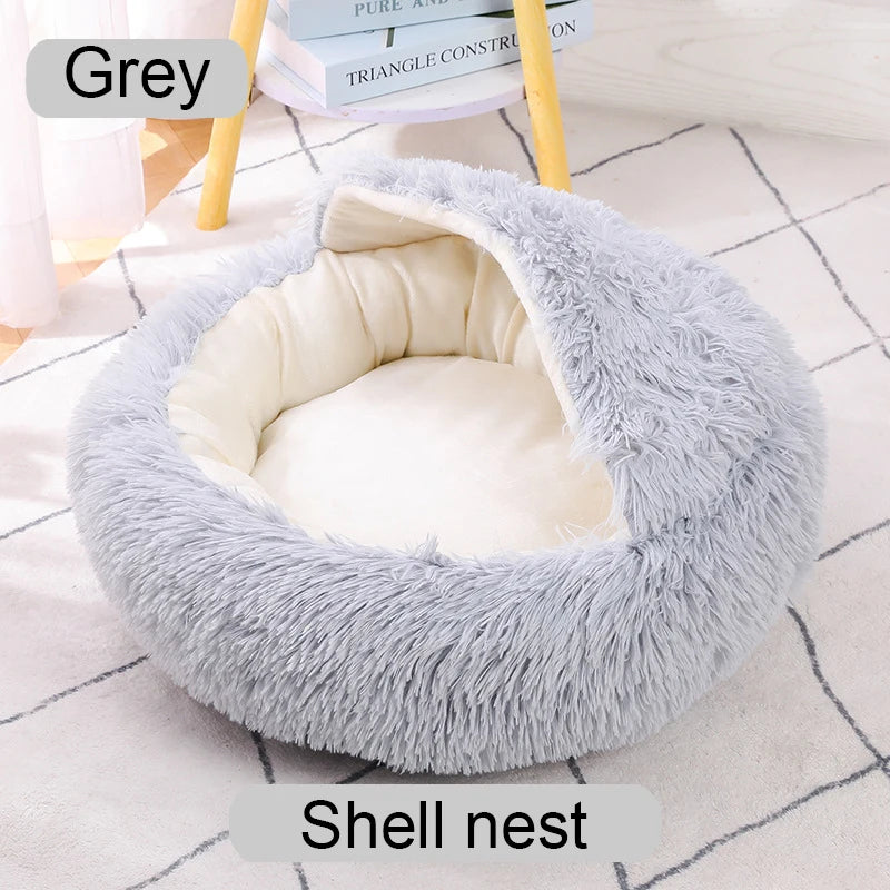 Round Plush Pet Bed for Cats & Dogs