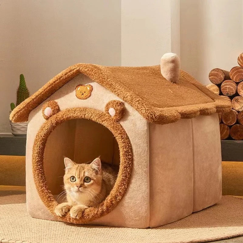 Portable foldable cat and dog house in warm design