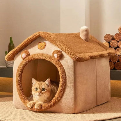 Portable foldable cat and dog house in warm design