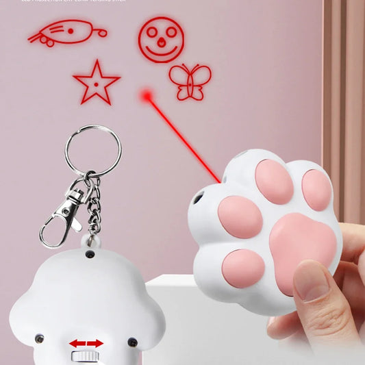 Rechargeable Cat Laser Toy with Multiple Patterns – Interactive LED Light Paw Shape for Training & Play