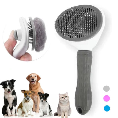 Self-Cleaning Pet Grooming Brush for Dogs & Cats – Slicker Comb with One-Click Hair Removal, Anti-Slip Handle, and Gentle Stainless Steel Bristles