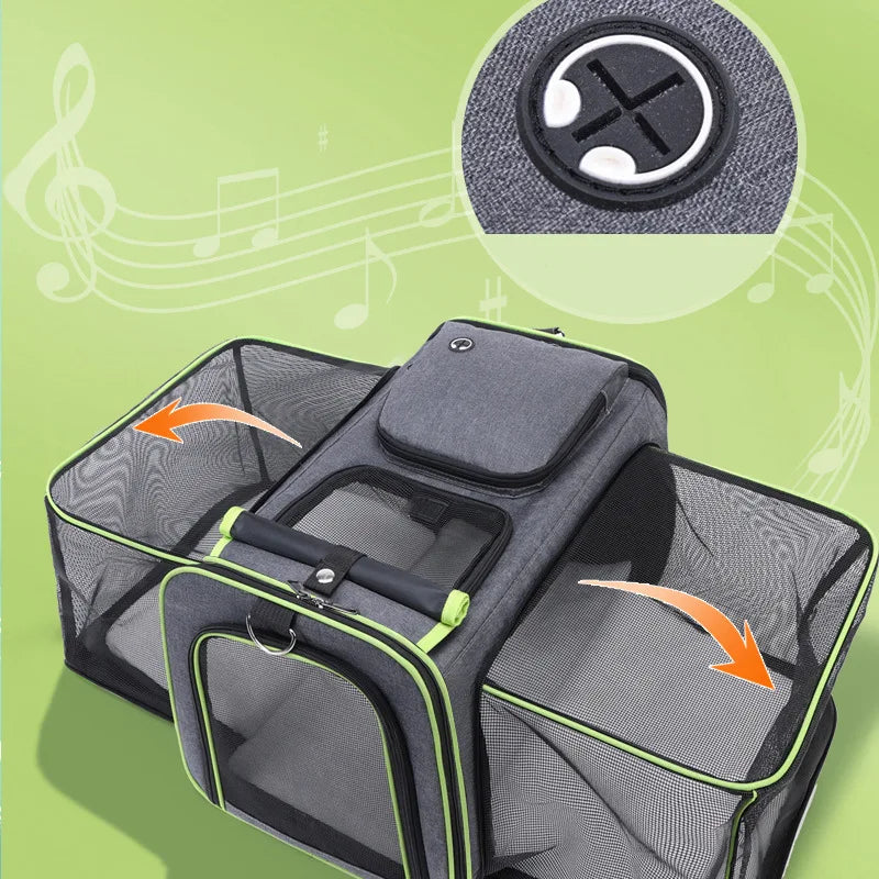 portable pet tote with breathable mesh panels