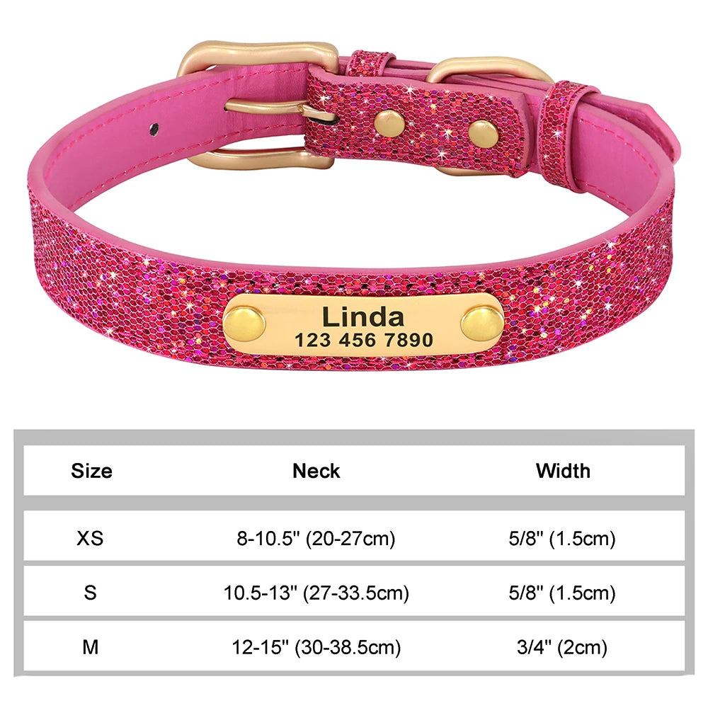 Personalized Cat & Dog Collar with Crystal Rhinestones – Adjustable Collar with Custom Engraved Anti-Lost ID Tag