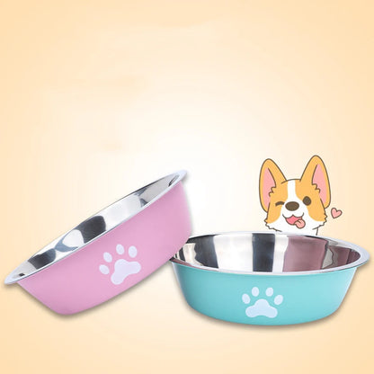 Pink stainless steel bowl for cats and dogs