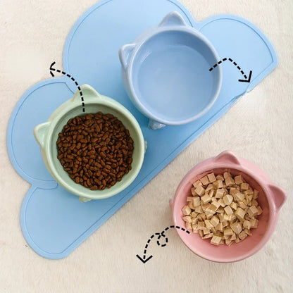 Cat food bowl elevated ceramic anti-slip base