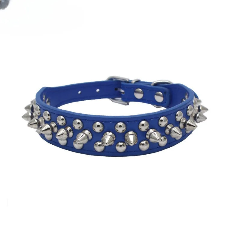 Adjustable Leather Pet Collar with Rivets – Small & Medium Dogs