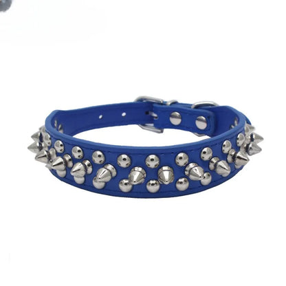 Adjustable Leather Pet Collar with Rivets – Small & Medium Dogs