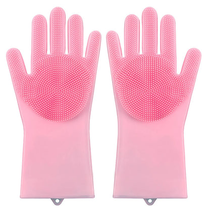 Silicone Pet Grooming Gloves – Bathing, Scrubbing & Hair Removal for Dogs & Cats