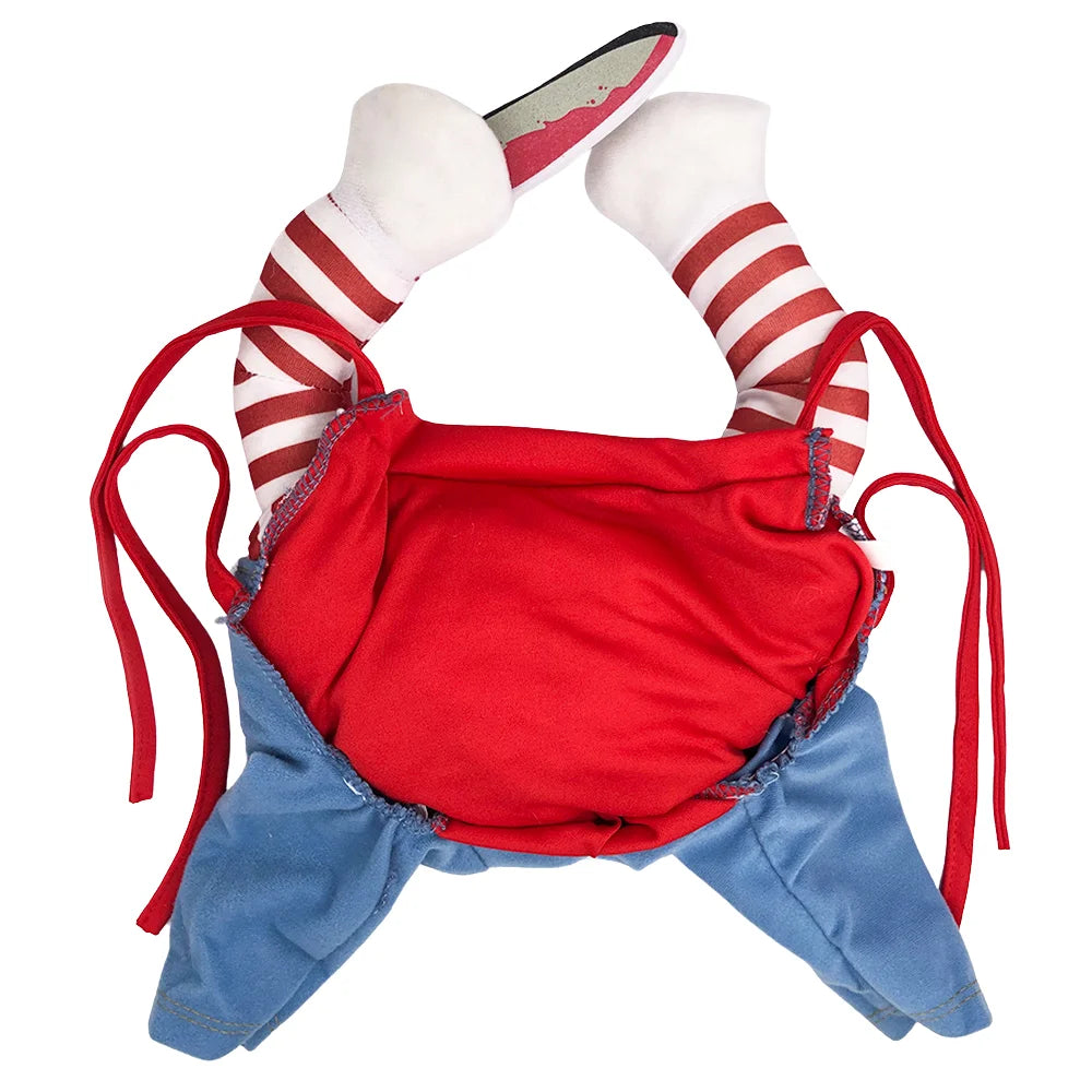 Pet wearing cosplay costume for Halloween party photoshoot