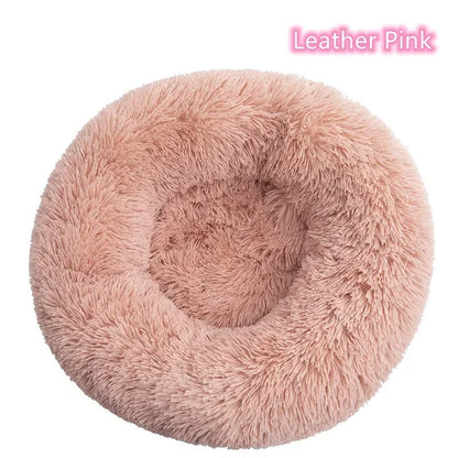 Long Plush Donut Pet Bed – Calming Cat & Dog Nest