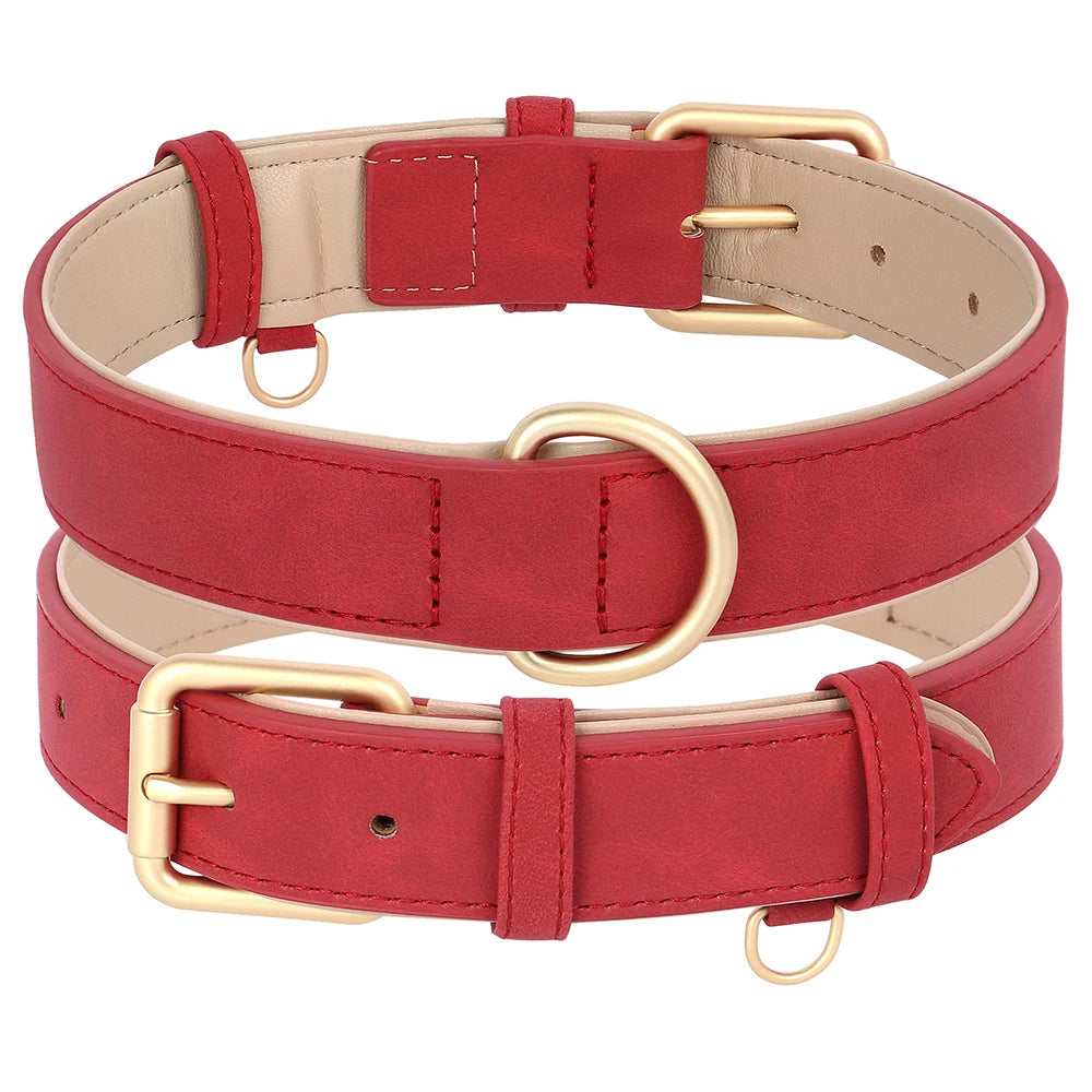 Soft Padded Dog Collar & Leash Set – Adjustable PU Leather Collar for Small, Medium & Large Dogs