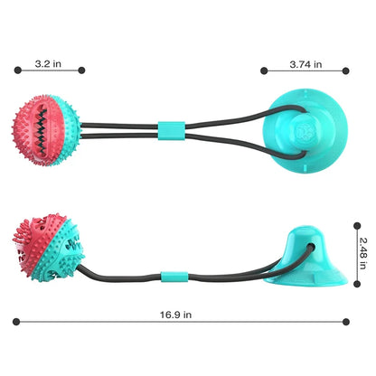 Interactive chew toy with treat dispenser ball