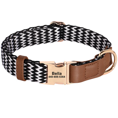 Custom Nylon Dog Collar – Durable PU Leather with ID Tag