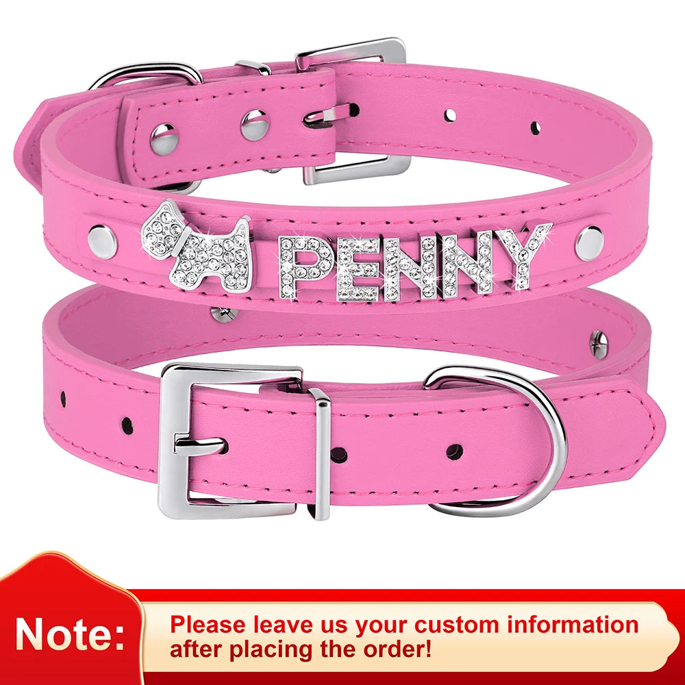 Personalized Dog Collar with Name & Leash – Custom Bling