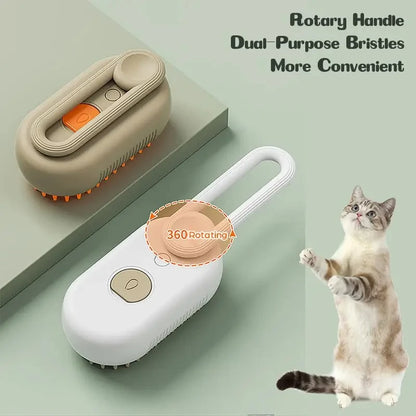 Rechargeable Pet Grooming Brush 3-in-1 – Electric Spray & Massage Comb for Dogs and Cats, Removes Loose Hair & Tangles