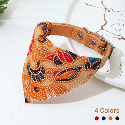 Adjustable dog collar with printed bandana
