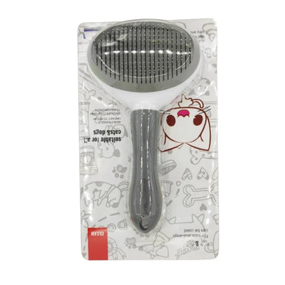Self-Cleaning Pet Grooming Brush for Dogs & Cats – Slicker Comb with One-Click Hair Removal, Anti-Slip Handle, and Gentle Stainless Steel Bristles