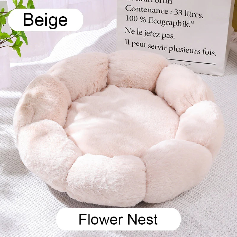 Round Plush Pet Bed for Cats & Dogs