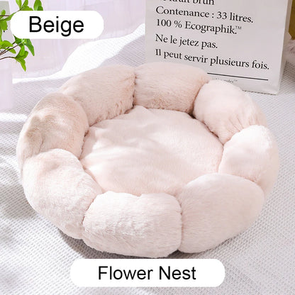Round Plush Pet Bed for Cats & Dogs