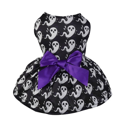 Halloween Dog Dress – Pumpkin Print Costume for Small Dogs
