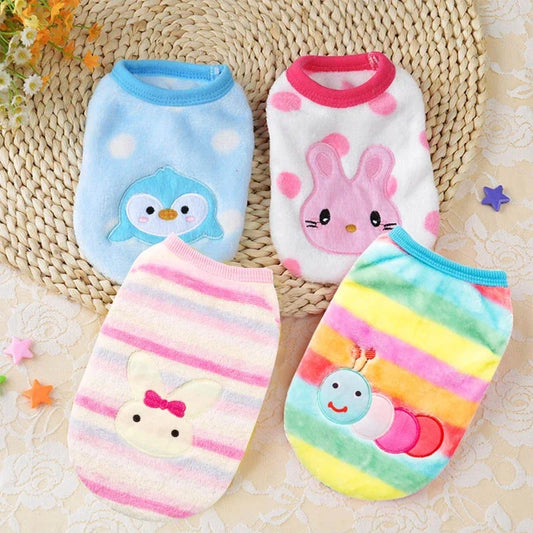 Cartoon fleece dog vest in blue
