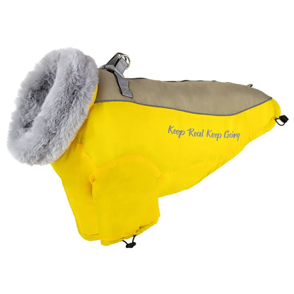 Winter Dog Jacket with Fur Collar – Waterproof Warm Coat
