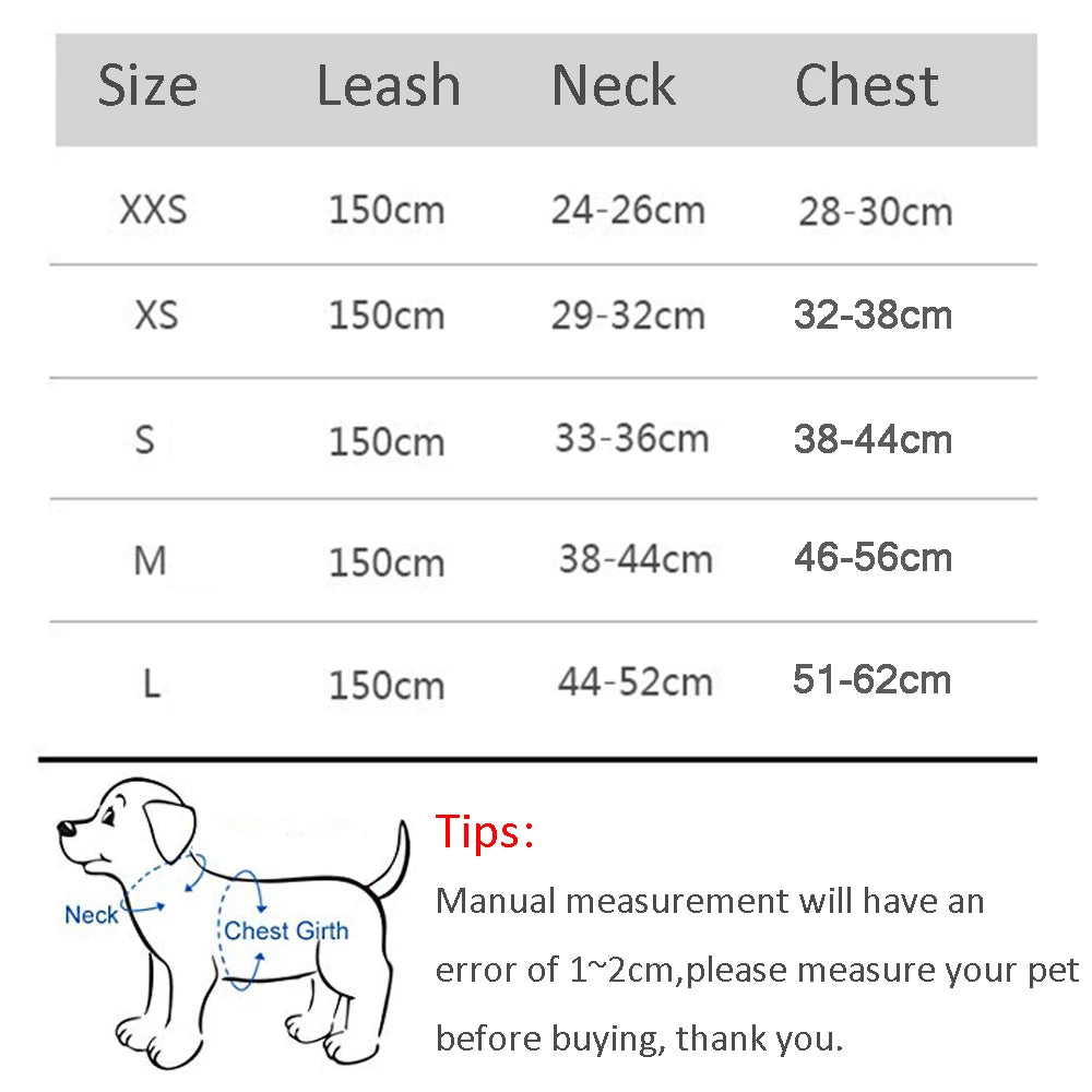 Adjustable No-Pull Dog Harness Set with Leash – Breathable Reflective Vest for Small Dogs and Cats