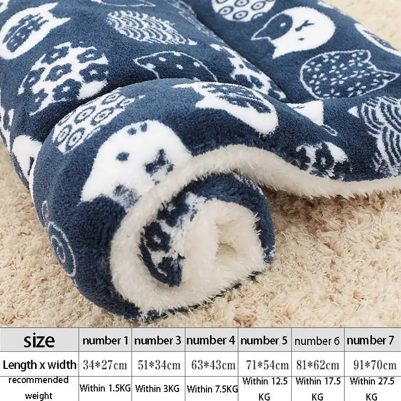 Soft Flannel Pet Blanket – Thickened Fleece Bed Mat for Dogs & Cats