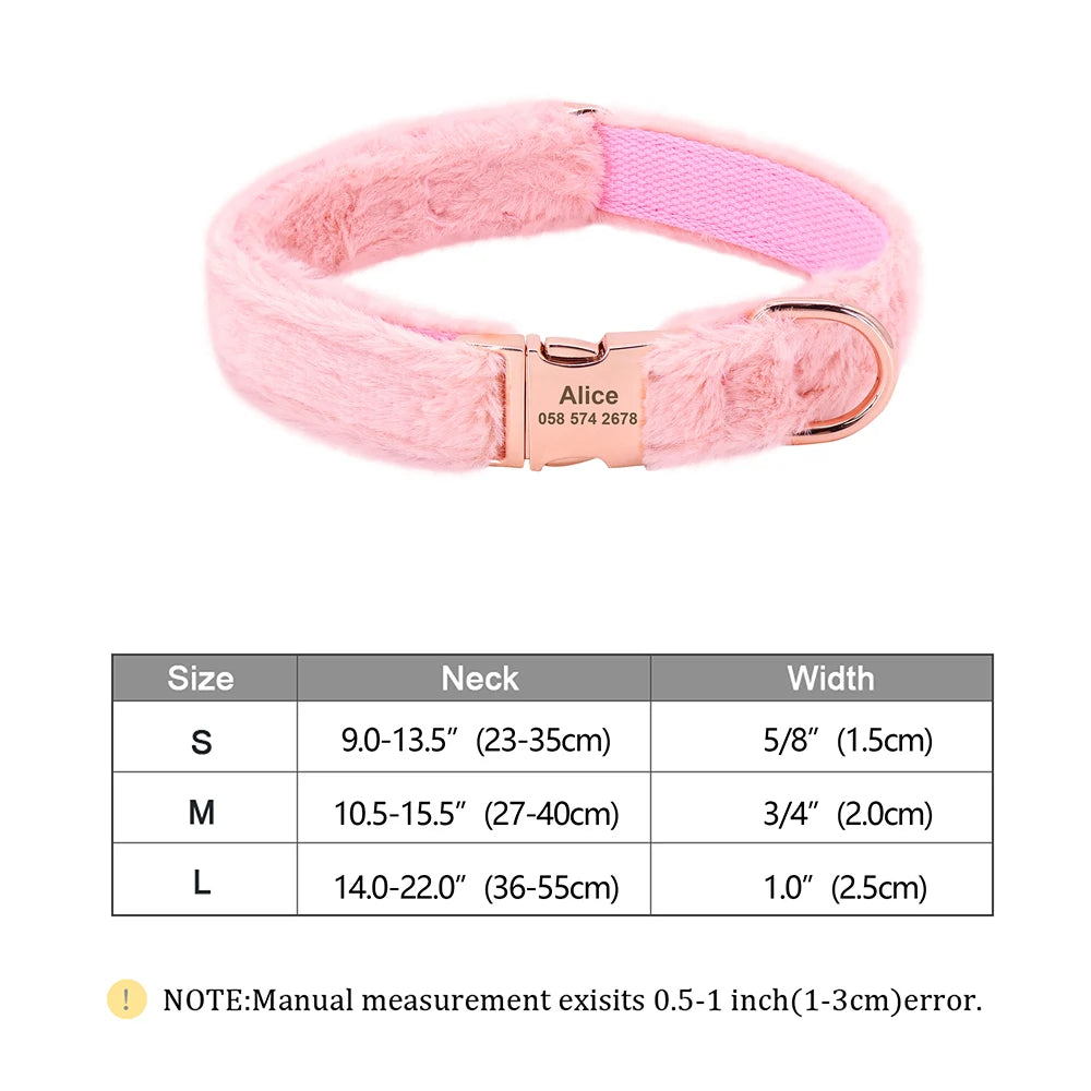 Custom Velvet Dog Collar with Engraved ID Tag – Soft Adjustable Pet Collar for Dogs & Puppies, Personalized Name & Phone Number