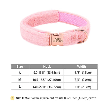 Custom Velvet Dog Collar with Engraved ID Tag – Soft Adjustable Pet Collar for Dogs & Puppies, Personalized Name & Phone Number