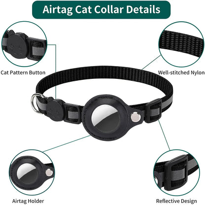 cat collar with airtag holder reflective breakaway