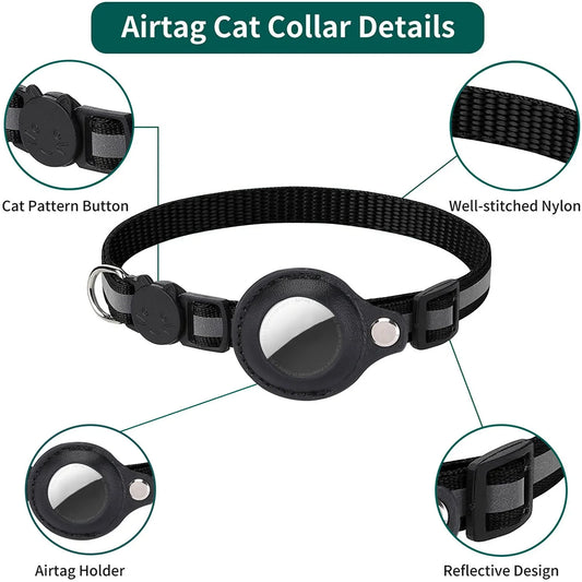 cat collar with airtag holder reflective breakaway