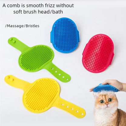 Cat rubbing against silicone grooming brush on wall