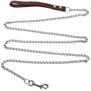 Silver metal chain dog lead anti-chew
