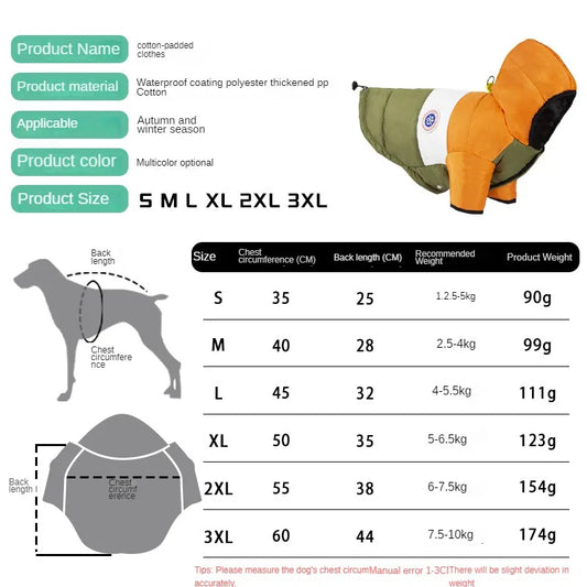 Winter Dog Jacket – Waterproof Cotton Coat for Small Dogs | Warm Pet Outfit for Chihuahua, Bulldog, Poodle, Maltese