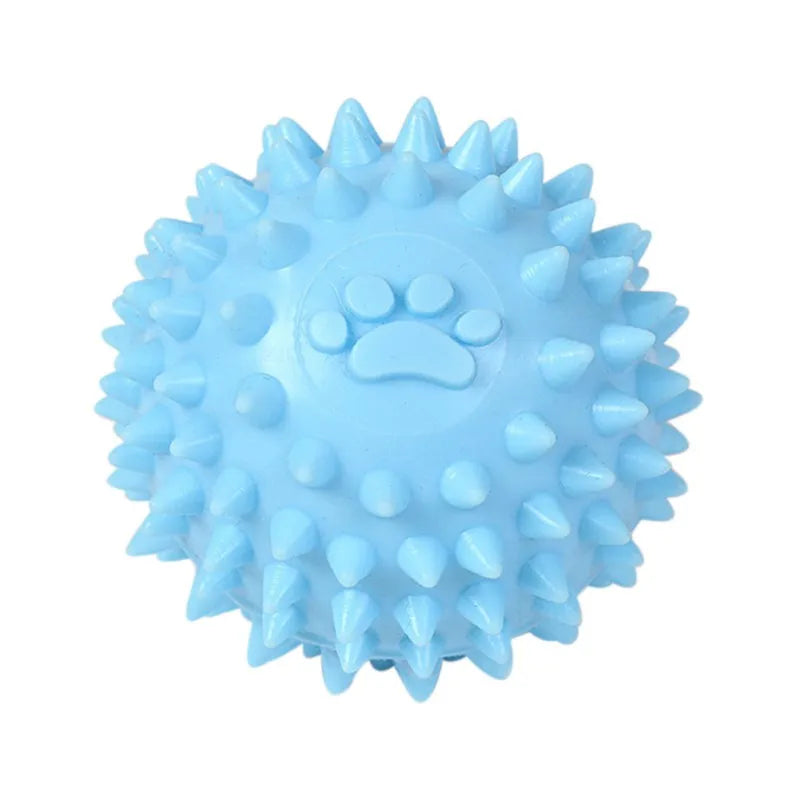 Dog Molar Chew Ball – Durable Spiky Rubber Ball for Pets, Tooth Cleaning Toy for Small & Large Dogs, Colorful Paw Design