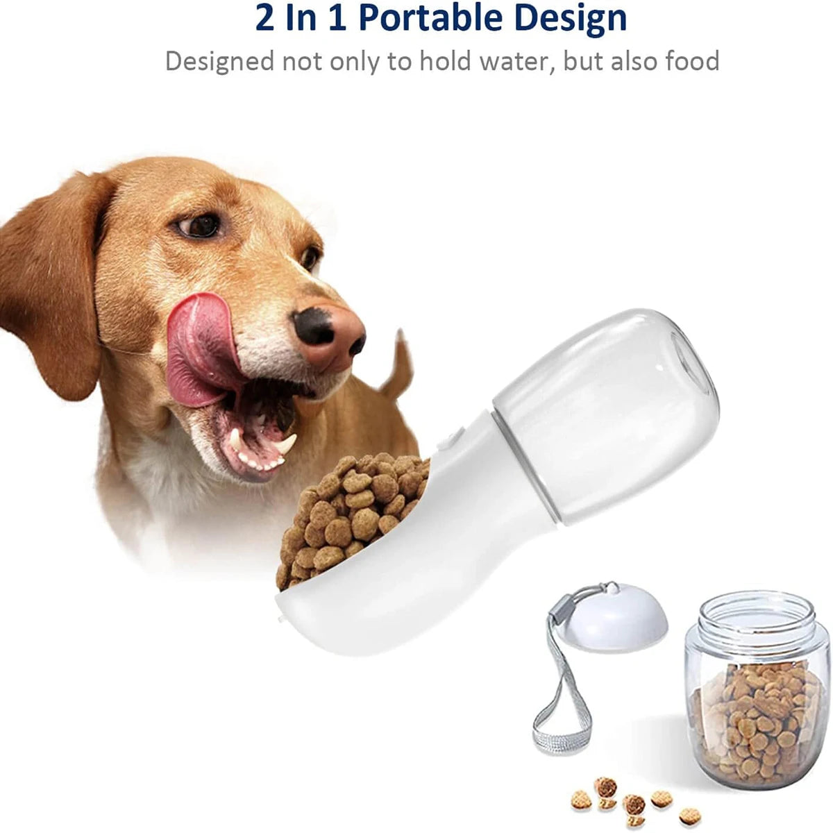 Portable Dog Water Bottle – 2-in-1 Food & Drink Dispenser