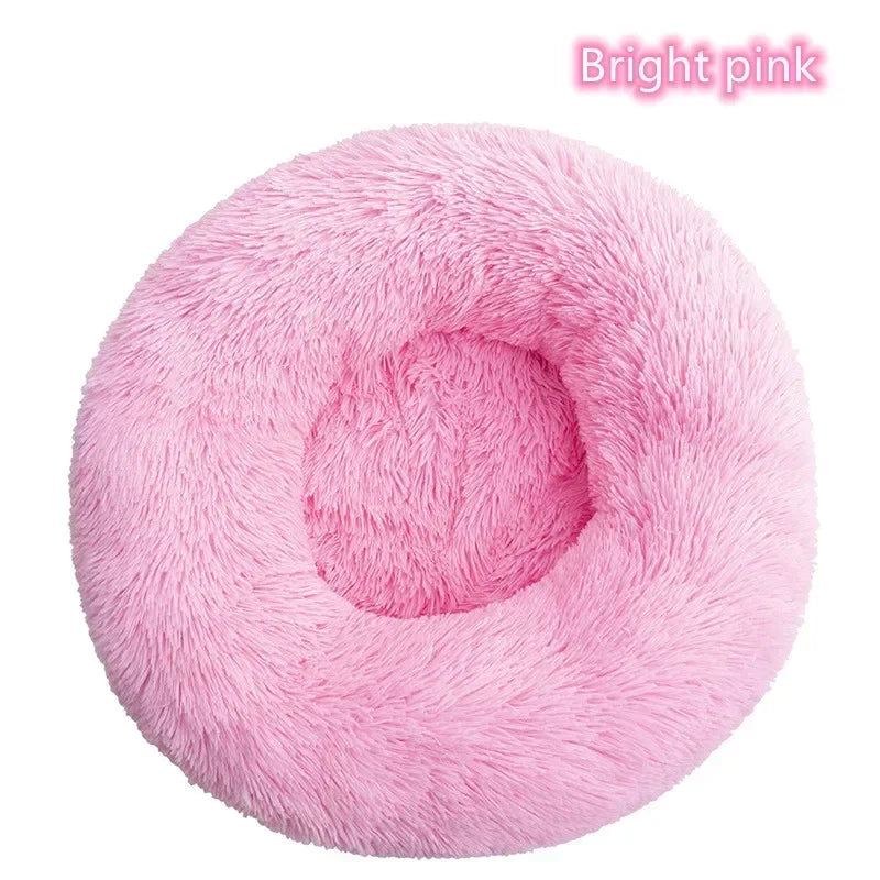 Long Plush Donut Pet Bed – Calming Cat & Dog Nest
