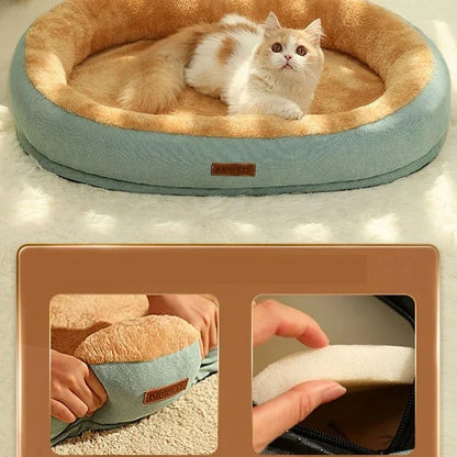 Warm Plush Dog & Cat Bed – Fluffy Winter Pet Bed, Soft Breathable Cushion for Puppies and Kittens