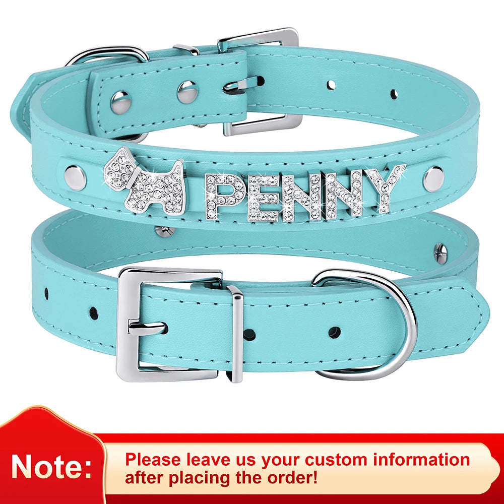 Personalized Dog Collar with Name & Leash – Custom Bling