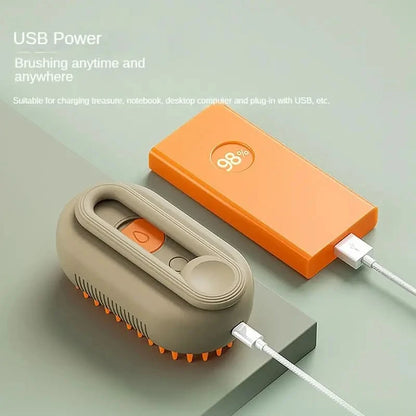 Rechargeable Pet Grooming Brush 3-in-1 – Electric Spray & Massage Comb for Dogs and Cats, Removes Loose Hair & Tangles