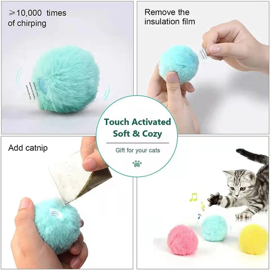 Smart Plush Sound Cat Ball – Interactive Electric Catnip Toy with Touch Sensor & Funny Animal Design