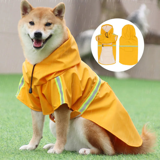 Side view of cape-style waterproof dog coat