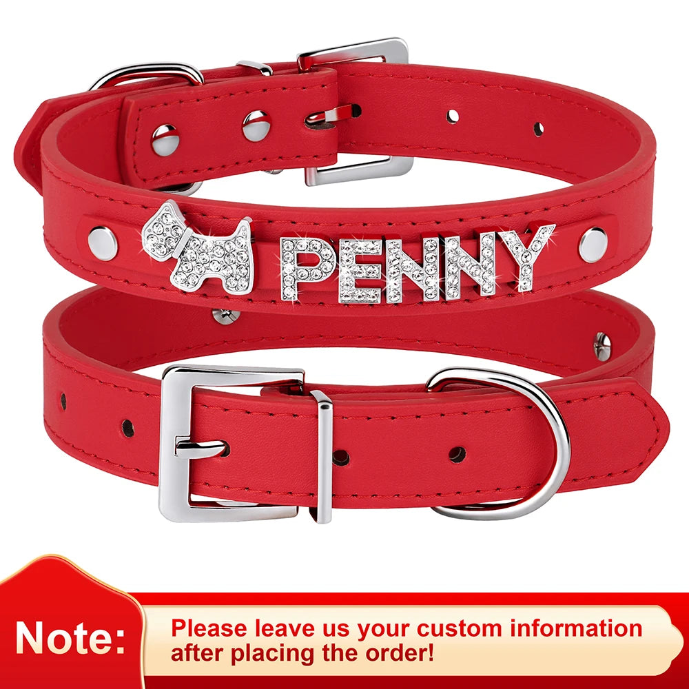 Personalized Dog Collar with Name & Leash – Custom Bling