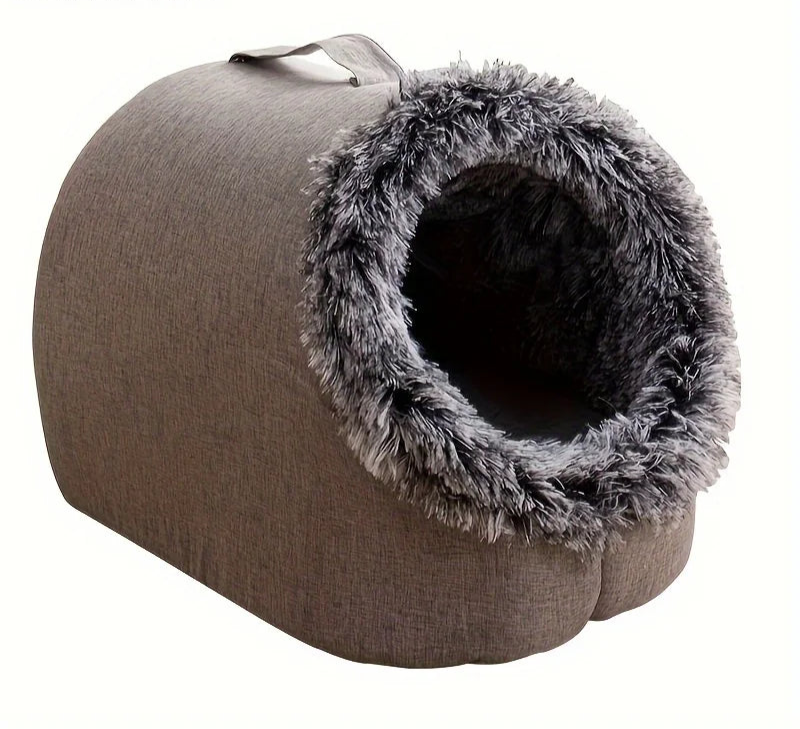 portable pet cave bed plush winter cushion
