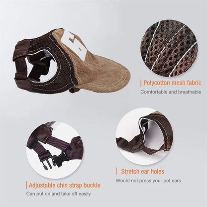 Adjustable Dog Baseball Hat with Ear Holes – Breathable Sun Protection Cap for Small to Large Dogs & Pets