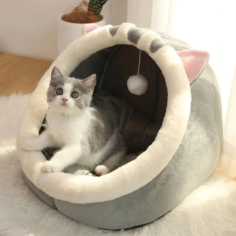 Washable Cat & Dog Bed – Cozy Cotton Pet Lounger Cave
