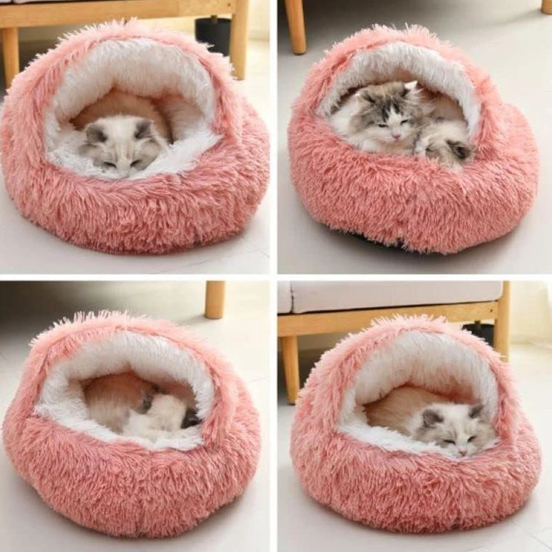 hooded donut bed for cats small dogs